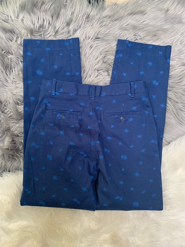 TOMMY HILFIGER BOYS PREPPY PANTS SIZE 18 PALM TREE PRINT ALL OVER KHAKI BLUE - Picture 10 of 10