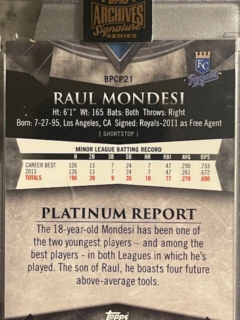 2022 Tops Archive Signature Raul Mondesi novato autógrafo 1/1 Bowman platina - Imagem 4 de 4