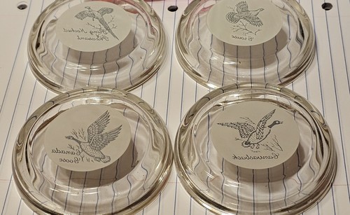 Sportsman By Federal Glass Vintage Glass Coasters Set Of 4 Clear Bird Pre-Owned - Picture 8 of 9