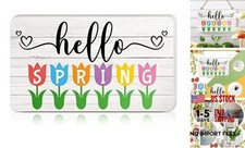 Hello Wood Sign for Home Farmhouse Decor 9 x 5.3 Inch Table Centerpiece Spring