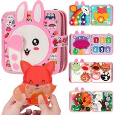 Busy Book for Toddlers 1-3, Bunny Montessori Quiet Felt Book for Girls 1 3 Ye...