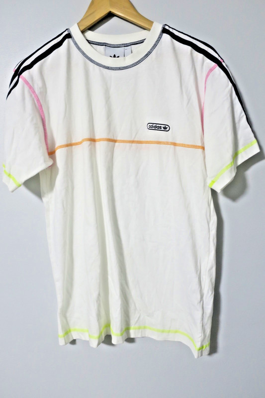 Adidas originals Casual Sports Short Sleeve White CONTRAST STITCH TEE Size S