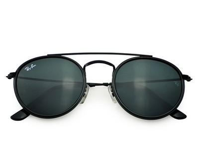 Ray-Ban RB3647N Round Double Bridge Black Frame Blue Grey Lenses 51mm Unisex