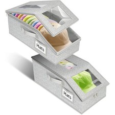 Stackable Baseball Cap Organizer Storage Box with Clear Viewing Windows