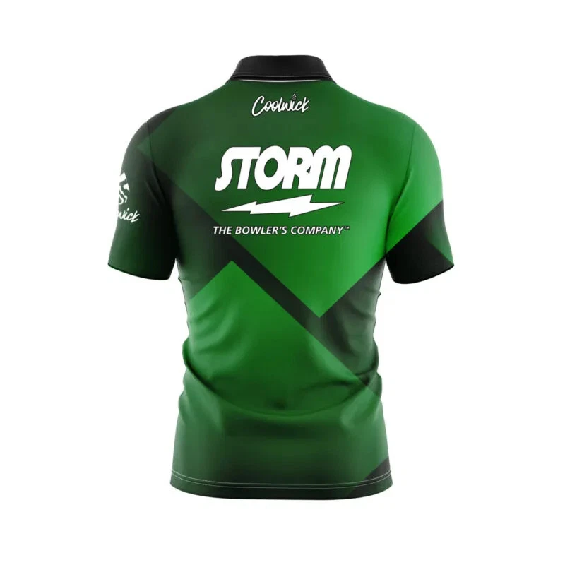 Storm Green Blocks Quick Ship CoolWick Sash Zip Bowling Jersey