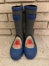 Joules Shark Wellies Blue Children's Rain Boots Rubber Size 2