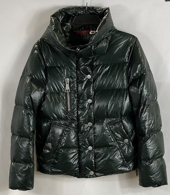 Authier Cortina Women's Puffer Snow Jacket Green Down Lacquer Hooded Sz 40