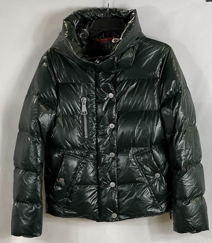 Authier Cortina Women's Puffer Snow Jacket Green Down Lacquer Hooded Sz 40