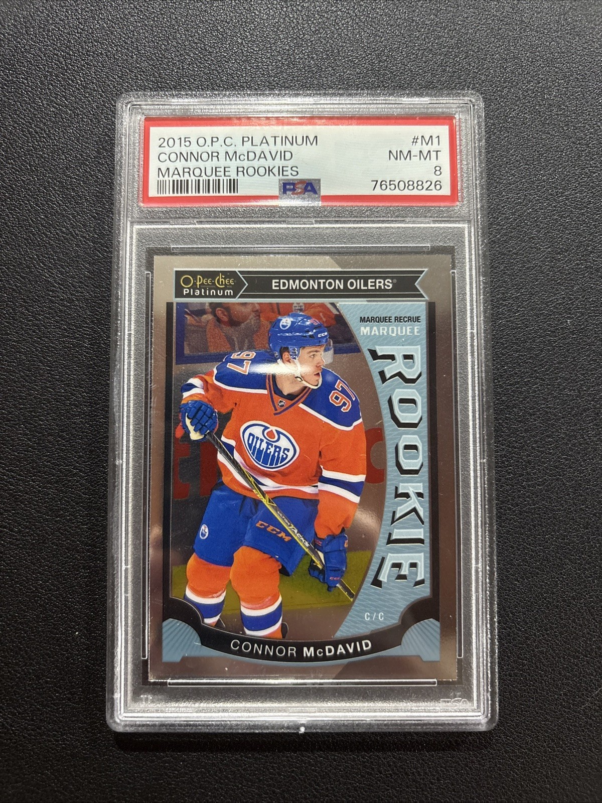 2015 O-Pee-Chee Platinum Connor McDavid Marquee Rookie PSA 8 view 1