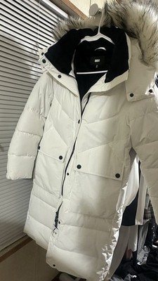 DKNY Women's Faux Fur Trim Long Puffer Coat Size M New with Tags