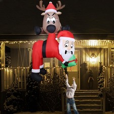 7.2FT H Christmas Inflatable Decoration, Light Up Air-Blown Reindeer Holding ...