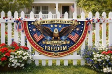 USA 250th Birthday Semicircle Flag 4th of July Patriotic Decor