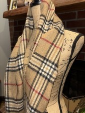 Burberrys London Vintage Classic Nova Check 100 Lambswool Brown Scarf No Label