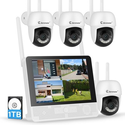 Wireless Security Camera System with Monitor WiFi Outdoor Camera 24/7 Recording