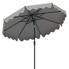 9 Feet Patio Umbrella with Crank Handle and Push Button Tilt-Gray - Color: Gray