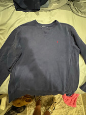 Polo Ralph Lauren Men's Crew Neck Pullover Sweater Cotton Knit Navy Solid XL