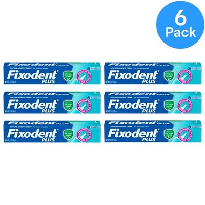 Fixodent Plus Denture Adhesive Cream Precision Tip Bacteria Guard 2 oz 6 Pack