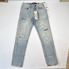 Jordan Craig Boys Legacy Skinny Slim Jeans Sky Blue Ripped Stretch Size 10