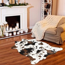 Cow Print Faux Cowhide Rug Western Small Area 3'7"x2'6" Decor