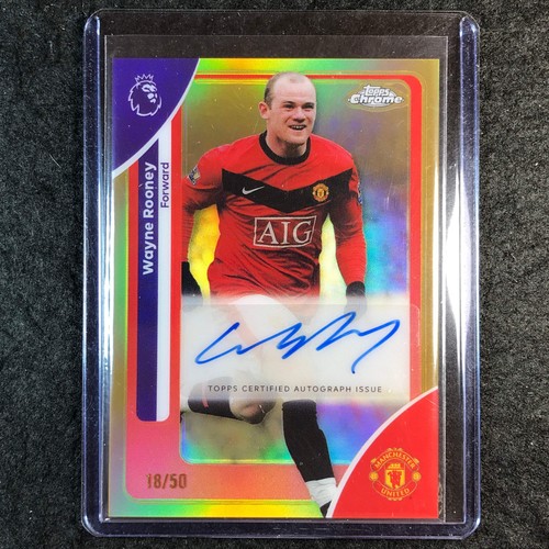 2026 Topps Chrome Premier League EPL WAYNE ROONEY Chrome Auto Gold 18/50