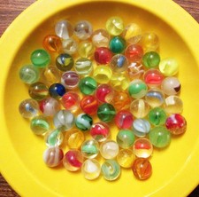 Lot of 60 Vintage Cat's Eye Glass Marbles - Mixed Colors Patterns - Pre-1970s