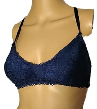 New No Boundaries NOBO Navy Bralette Lace Wirefree ADJUSTABLE Straps Sz Small