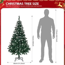 5 FT Artificial Snow Tipped Christmas Tree, Unlit Christmas Pine Tree with 480 B