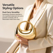 Elegant Metallic Clutch Bag Hollow Handle Crossbody Purse fits Evening Outings