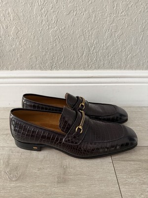 Men 11.5 Tom Ford Bailey Croc Leather Dark Red Brown Dress Shoes Loafers New