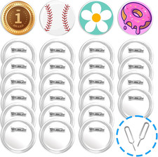 26 Pcs Clear Pins 2.36 Inch for Crafts, Blank Pins Badges Clear, Acrylic Butto