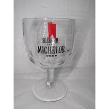 Michelob Beer Goblet Stem Glass Clear 12 oz. Red Logo Thumbprint Fast Shipping!