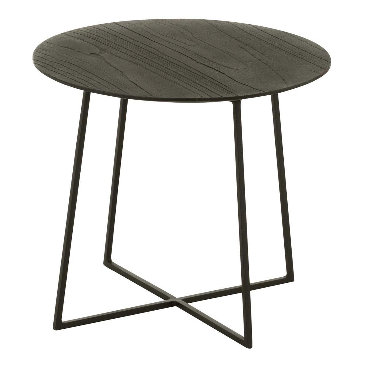 Table d'appoint en teck Lucille noir 45cm en bois noble pour un salon design