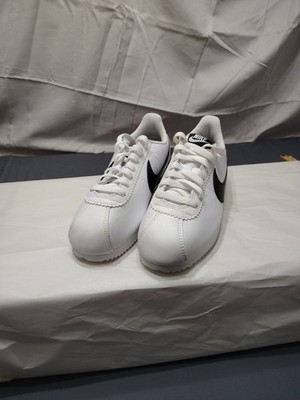 Nike Classic Cortez White Black Leather Sneakers Women Size-8