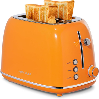 2 Slice Toaster Retro Stainless Steel with Bagel, Cancel, and Defrost Functions,
