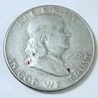 1948-D 50C Franklin Half Dollar 90% Silver Circulated US Coin Free Ship #8426
