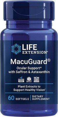 LIFE EXTENSION MacuGuard Ocular Support with Saffron & Astaxanthin 60 Softgels
