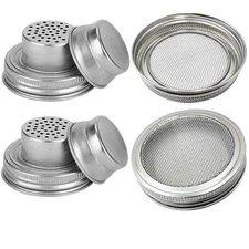 Mason Jar Regular Mouth Shaker Lids 316 Stainless Steel Wide Sprouting Screen