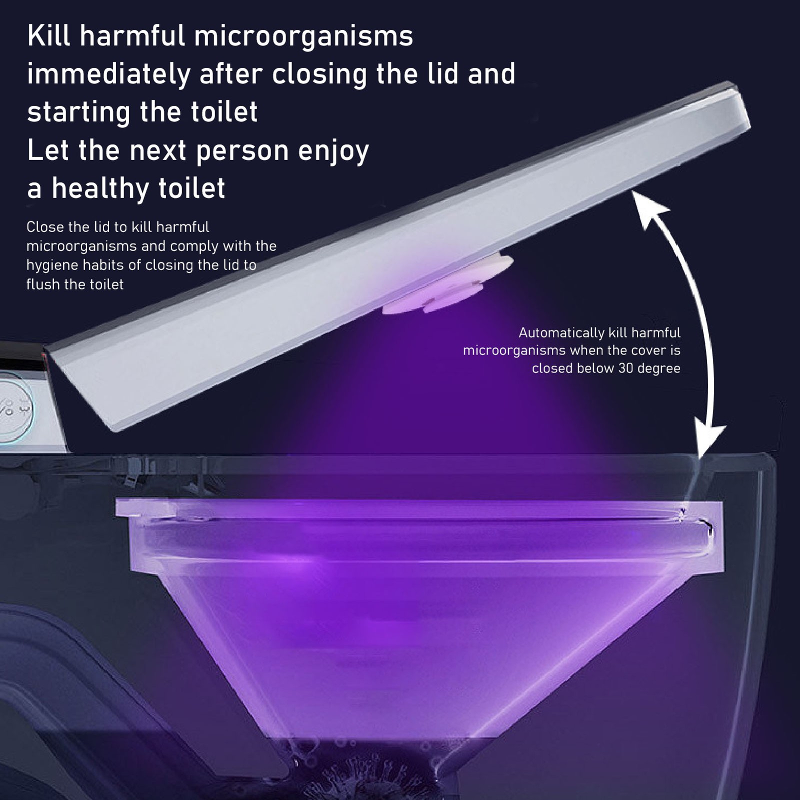 Toilet Bowl Cleaner UV Lamp Intelligent Sensor Odor Elimination For Bathrooms