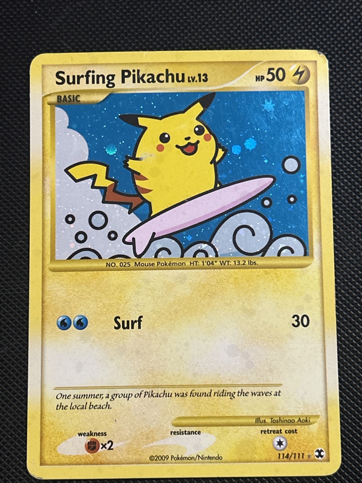 Pokémon TCG— Surfing Pikachu Holo 114/111 Rising Rivals Secret Rare  LP/MP