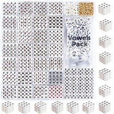 1650 Pcs Letter Beads Kit with Extra Vowels and Numbers, Alphabet Beads for B...