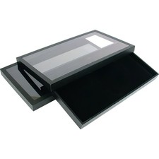 2 Black Velvet Jewelry Display Pad  Acrylic Lid Tray