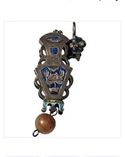 Qing dynasty export Second Period 900Silver Enamel Needle Case Pendant Chatelain