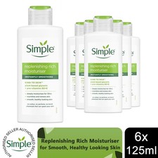 6x of 125ml Simple Kind to Skin 12H Moisturisation Replenishing Rich Moisturiser