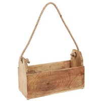 Pflanzkasten Holz Jute Rustikal Dekoration 27X12X17Cm