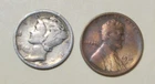 1919 S Mercury Dime with Very Good Plus Details  and 1919 S Lincoln Wheat Cent