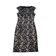 Maggy London Sheath Dress Women 4 Black Floral Lace Cocktail Party Wedding Form