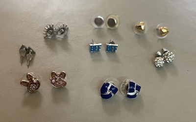 Vintage Lot of 8 Pierced Earrings Studs Some Metal Mixed