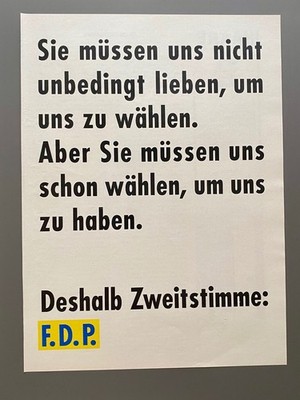 Deshalb Zweitstimme F.D.P. Wahl FDP  1994 Vintage Ad Werbung Reklame
