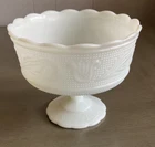 VTG EOBrody Milk Glass Compote Bowl M6000 Pedestal Bowl Scallop Rim Cleveland Oh