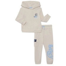 Bluey Kids Unisex Cream Fleece Hoodie and Joggers 2 Piece Graphic Print 5T New